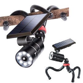 Solar Motion Sensor Flood Lights, Solar Security Lights Motion Outdoor Camping Spotlights, Aluminum Alloy Cameras Fill Light Waterproof for Patio, Camp, Fence, Post, 100-Week FREE Refund/Replacement