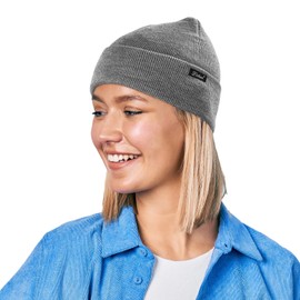 Etsfmoa Unisex Knit Beanie Winter Hats Gifts for Men and Women,Soft Warm Cuffed Knitted Caps Grey