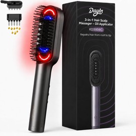 Dayln Electric Scalp Massager Hair Oil Applicator, Cordless Vibration Head Massager, Red Light Hair Brush, Deep Clean Comb for Home & Travel Gray