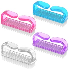 CHAOMAO 4-Color Nail Cleaning Brushes Set (White/Purple/Blue/Pink) - Ergonomic Handle, Durable Bristles, Friendly Travel Size 7.8x4x2.6cm