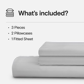 DOZ Sheet Set, 100% Viscose derived from Bamboo, Organically Grown, Buttery Soft, Cooling Sheets, High GSM, Deep Pockets - 3pc - 2 Pillowcases 1 Fitted Sheet (Stripe, Queen)
