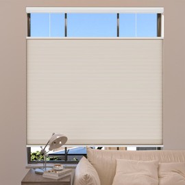 MYshade Custom Top Down Bottom Up Cellular Shades Blackout Up Down Window Blind Cordless Cellular Blinds & Shades Easy to Install 19" W x 56" H Beige