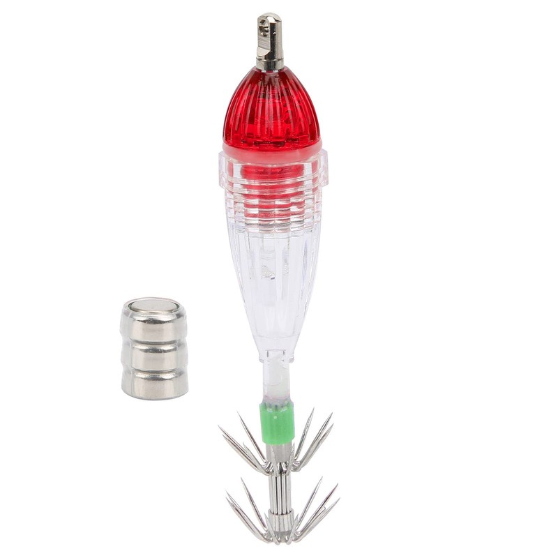 Luminous Squid Jig Hooks Red Light Color LED Fishing Lures