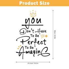 Motivational Stickers - You Don't Have to Be Perfect to Be Amazing Wall Decals Peel and Stick, Inspirational Quotes Vinyl Stickers, 17×24 inch Wall Decor for Living Room Bedroom Office (Style1)