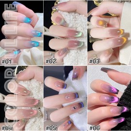 AHAMIOU Crystal Cat Eye Gel Polish Kits 9D Holographic Magnetic Cats Eyes Gel Nail Polish Shiny Glitter Laser Varnish UV Gel Varnish Nail Art Manicure Kit,6PCS