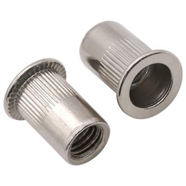50-Pack 1/4-20 Stainless Steel Rivet Nuts with Knurled Body, 304 SS 18/8 Rust Resistant Threaded Insert Nut