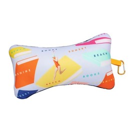 moses. libri_x Mini Reading Pillow Books & Vacation - Neck Pillow for Travel with Practical Carabiner, Compact Pillow for Car, Plane and Beach, Ergonomic Travel Pillow with Summer Design