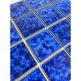 Tenedos T‎PACFD-PL Ultramarine Blue Water Splash Effect Square 3x3 Porcelain Pool Mosaic Floor Wall Tile Backsplash for Kitchen, Bathroom Shower, Swimming Pool, Accent Decor (1 Sheet)