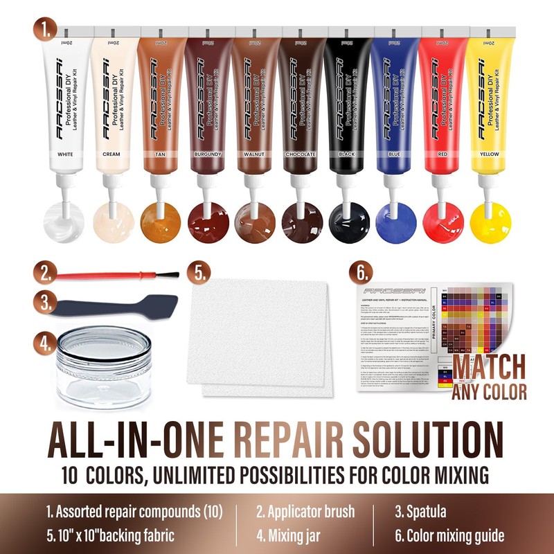 Leather Repair Kit for Furniture, Sofa, Jacket, Car Seats and