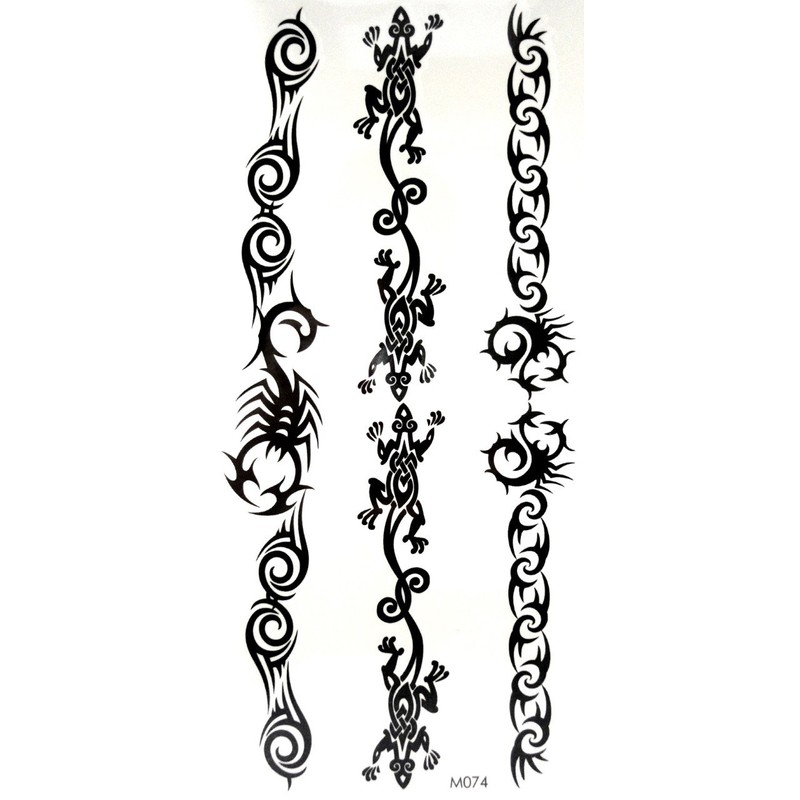 10 Christmas Temporary Tattoos Ephemeres Black Maori Non-Toxic (20CMX12 cm).