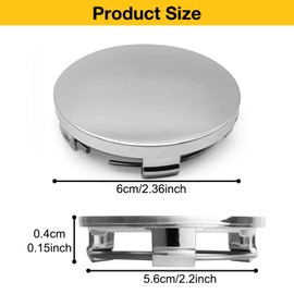 Set of 4 Wheel Rim Caps, Hub Caps OD 60 mm ID 56 mm, Wheel Hub Caps, Hub Caps, Hub Cover, Wheel Hub Cover, Universal ABS Silver Hub Caps, Car Accessories for Wheel Hubs