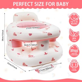 LANGNIDORIS Inflatable Seat Baby for Babies from 3-36 Months, Anti-Fall Foldable Baby Seat Aid, Baby Sofa Seat, Baby Floor Seat Support, Inflatable Baby Seat, Built-in Air Pump (Rabbit)