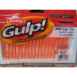 Berkley Gulp 2 Packs Berkley Gulp Fishing Baits 2.5" Floating Trout Worm - Fluorescent Orange
