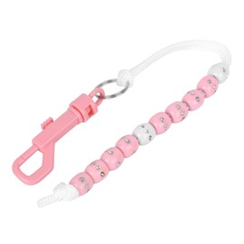 Agatige 21cm Golf Beads Score Counter with Clip, Golf Bead Chain Score Counter with Artificial Shining Stone Golf Counter Putting for Referee Golfer Golf Training Competition Accessory (Pink)