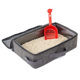 Portable Cat Travel Litter Box for Cats in Car Odor Free Leak Proof Collapsible Foldable