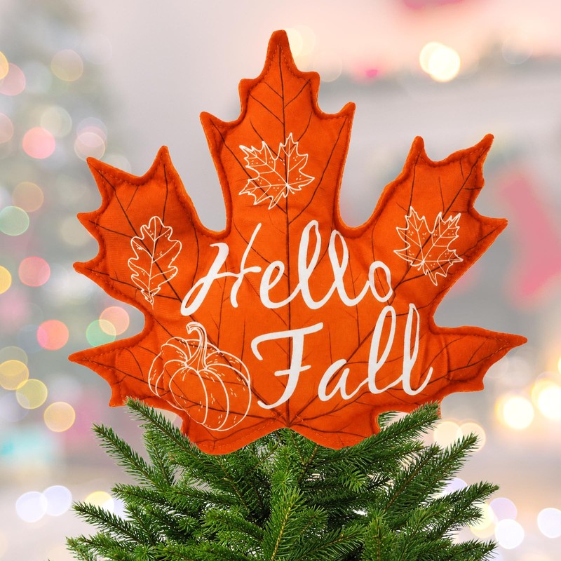 Fall Tree Topper Hello Fall Maple Leaf Tree Top Decor