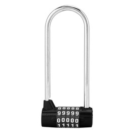 HERCHR 5 Digit Combination Padlock with Long Shackle and Code for School, Locker for Gym Employees, Fence (Black)