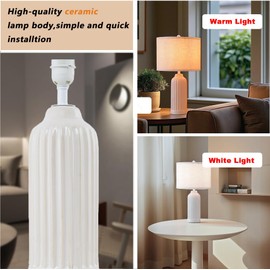 21.6" White Modern Ceramic Table Lamp Set of 2 for Living Room, White Table Lamps for Bedroom Farmhouse Bedside Lamps Nightstand Lamps End Table Lamps Beige