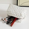 Quilted Makeup Bag, Cute Floral Cosmetic Bag for Women, Cotton