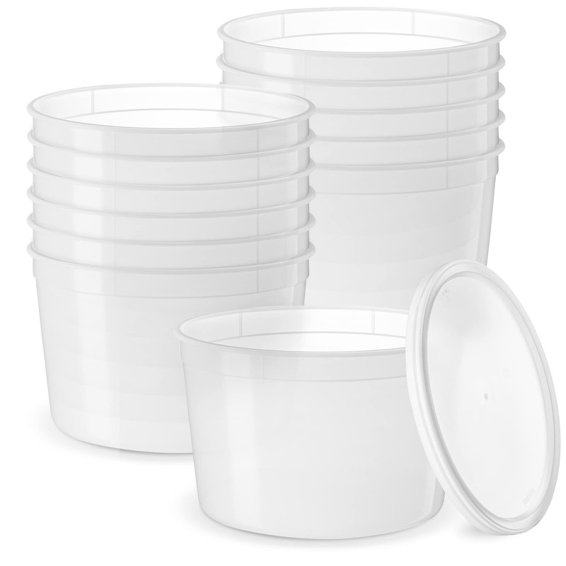 GUSTO [12 Sets - 64 oz. Disposable Plastic Food Storage