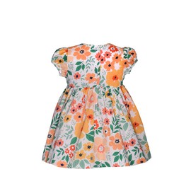 Bonnie Jean Girl's Easter Dress - Spring Floral Smocked Dress for Baby Toddler and Little Girls, Orange and Green, 4