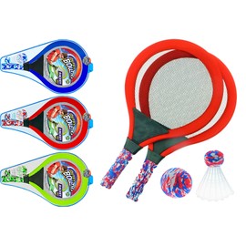 JA-RU Soft Foam Racket Set (1 Set) Badminton, Tennis Racket, & Paddle Ball Toys for Kids, Teens & Adults. Active Indoor & Outdoor Games & Sports Activities. Family Exercise Equipment Set. 5135-1