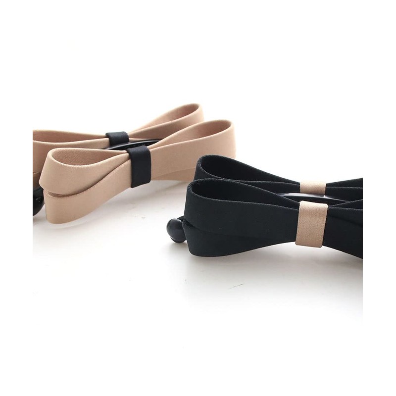 VINGTAINE H-421-BE Bi-Color Ribbon, Banana Clip, Beige, beige