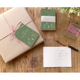 25 Gift Tags from Santa Claus, Green White Red, Original Mini Christmas Cards for Christmas Gifts Labelling, Exclusive Individually Playful, A7 Recycled Paper Folding Cards