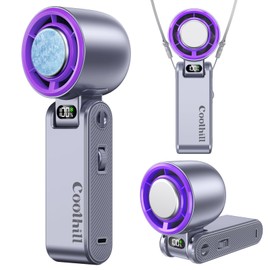 Coolhill Handheld Portable Fan with Ice Cooler: 100-Speed 5500mAh Rechargeable Handheld Fan, 12H Time Hand Cooling Personal Fans with 20000 RPM Air Turbo Tech for Travel Outdoor (Purple)