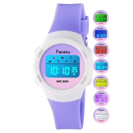 Facasu Kids Digital Watch for Girls Boys,Children's Waterproof Colorful Light UP Outdoor Sport Watch with Stopwatch Alarm-Kids Watch for Toddler Girls Boys