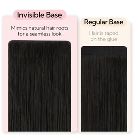 HOTBANANA Invisi Edge Tape in Hair Extensions Human Hair, 18inch 50g 20pcs Natural Black Invisible Tape in Extensions Straight Seamless Real Remy Hair Injected