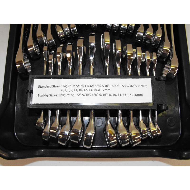 32 Piece SAE and Metric Fully Polished Combination Wrench Set