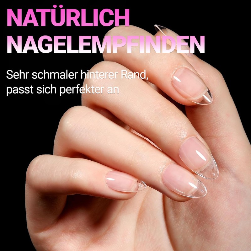 Heercun Nail Tips Short Almond Full Cover Soft Gel Tips