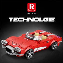 Reobrix 808 Corvette C1 Toy Car Building Blocks, 1:24 Scale Model Car Kit for Display and Collectible, Convertible Sports Car Building Toy for Boys and Adults, 311 Pieces