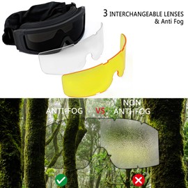 SPOSUNE Military Airsoft Tactical Goggles with 3 Interchangeable Lens for Men Women Shooting Combat Ballistic Motorcycle