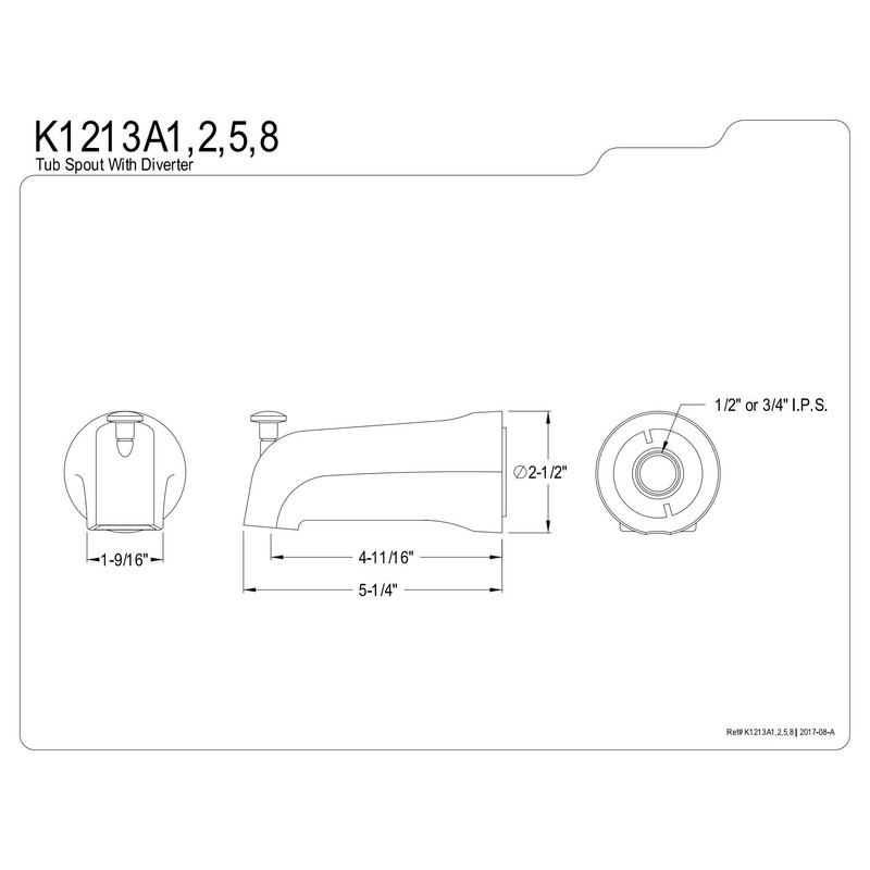 Kingston Brass K1213A2 Showerscape Tub Spout, Chrome
