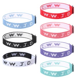 YUXIANLB 7PCs WWJD Bracelets, Adjustable Wristbands What Would Jesus Do Bracelets, Fashionable and Minimalist Jesus Bracelet for Women Men, Christian Wristbands Religious Bracelet Gift