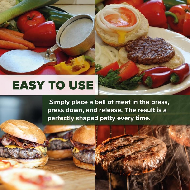 BushWear Burger Press - Perfectly Shaped Homemade Burgers Every Time