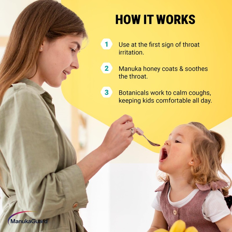 ManukaGuard Kids Daytime Manuka Honey Throat Syrup, MGO 400