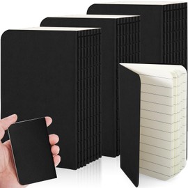 EOGRFW Pack of 36 Mini Notebooks, 6.3 x 10 cm Kraft Notebook, Small Notebooks for Office and School, 64 Pages/32 Sheets, Lined, Kraft Cover Notebooks, Black