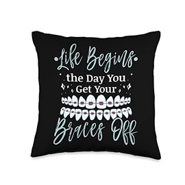 Braces Dental Orthodontic Colors Teeth Brush Assistant Throw Pillow