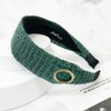 Burnaby Green Oval Tweed Hairband Wide Headband / 버나비 그린
