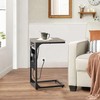 TUTOTAK C Shaped End Table with Charging Station, Side Table