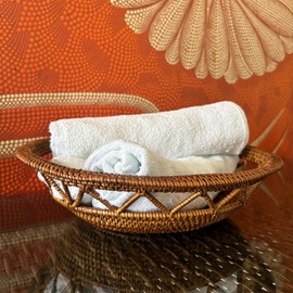 Basket Storage Fruit Basket Storage Bowl Round Asian Miscellaneous Goods Asian Display Stylish Ata Products Natural Material Round Round Deep Bread Basket for Guests Guests Resort Style Resort