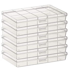Gebildet 6pcs Plastic Transparent Storage Case Accessory Parts Storage Box for Tiny Bead, Herbs, Pills and Other Small Items