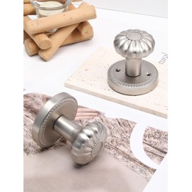 SORWDUERM Brushed Nickel Door Knobs Interior Passage Silvery Door Knob Satin Nickel Door Knobs for Bedroom and Bathroom,Zinc Alloy 1 Pack
