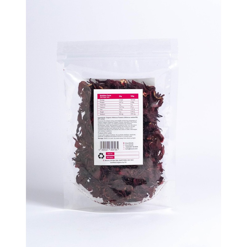 Bioura Organic Ceylon Hibiscus Flowers Tea, 50g, Rich Aroma, Unique