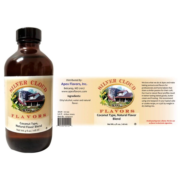 Coconut Type Extract, Natural Flavor Blend (Propylene Glycol Free) - 4 fl. oz. bottle