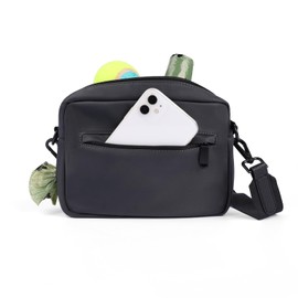 COOWONE Dog Training Treat Pouch for Treats, Kibbles, Toys, Fanny Pack with Small Pouch, Cross-Body Bag Built in Poop Bag Dispenser, Pet Food Carrier Bag Outdoor Travel Shoulder Bag (Deep Gray)