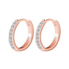 MOOFUN Earrings Silver 925 Hoop Earrings Small 10 mm Earring Solid Women's Earrings Mini Zirconia Earrings Earrings for Mum Best Friend Teenager Girls Sister Women Gift Birthday Gift, Sterling Silver